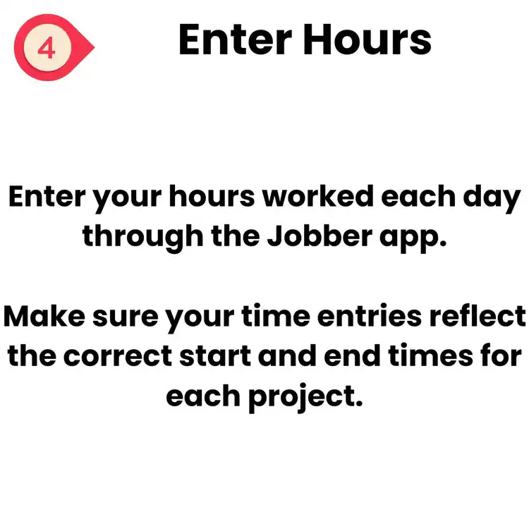 Step 4: Enter Hours. Log daily hours worked in the Jobber app for epoxy flooring projects in Hartford, CT or New Haven, ensuring all time entries accurately reflect each project's start and end times.