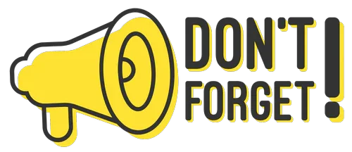 A yellow megaphone and bold text reading "DON'T FORGET!" in black and yellow—perfect for CT events or announcements across Middlesex & New London County, and New Haven.