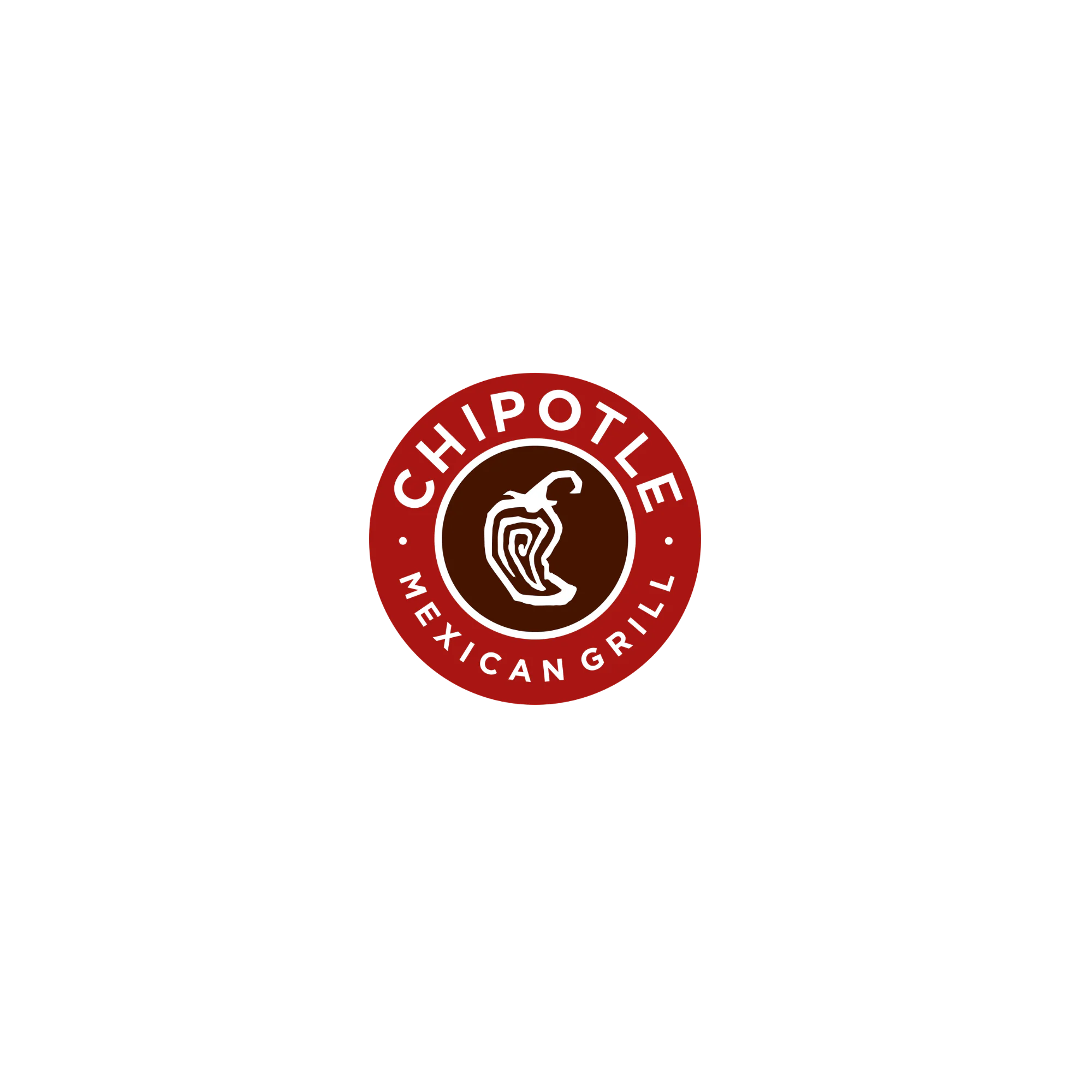 The Chipotle Mexican Grill logo features a stylized white chili pepper inside a red circle, with the words "CHIPOTLE MEXICAN GRILL" written around the edge in white letters.