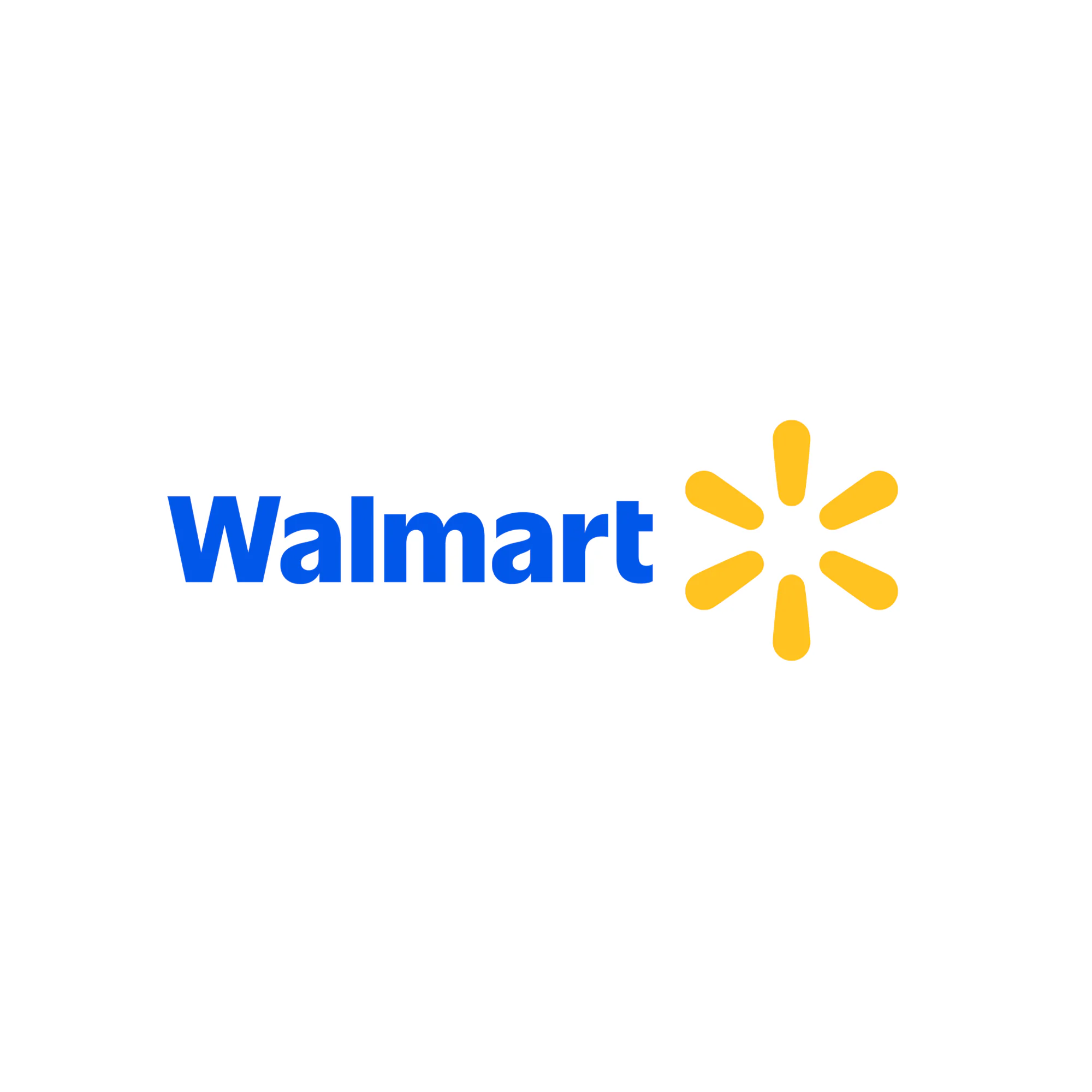 The Walmart logo with the word "Walmart" in blue text followed by a yellow spark symbol on a white background.